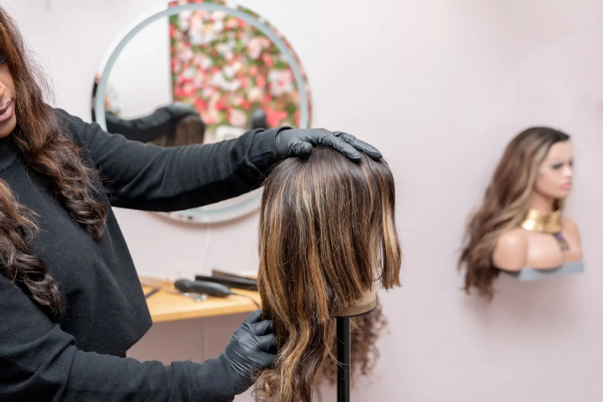 Warm private salon consultation setting