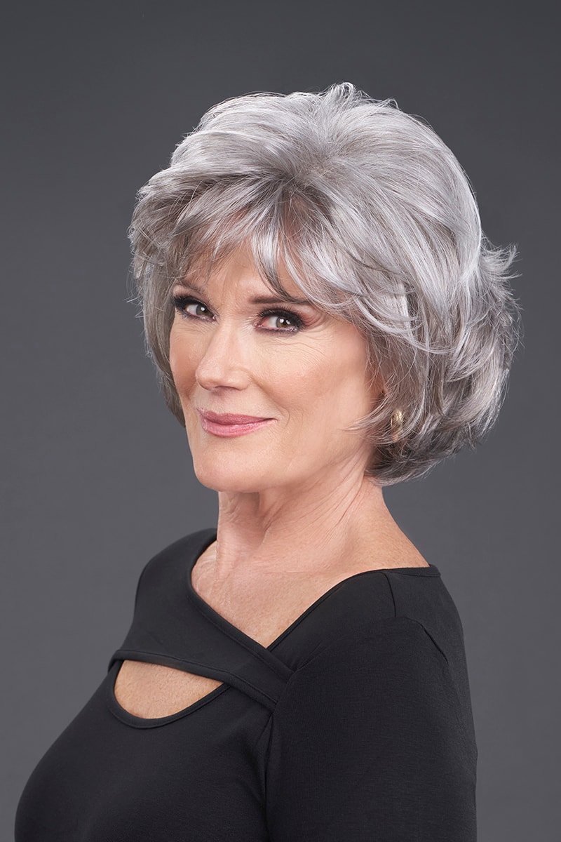 Hillary wig — elegant silver short style